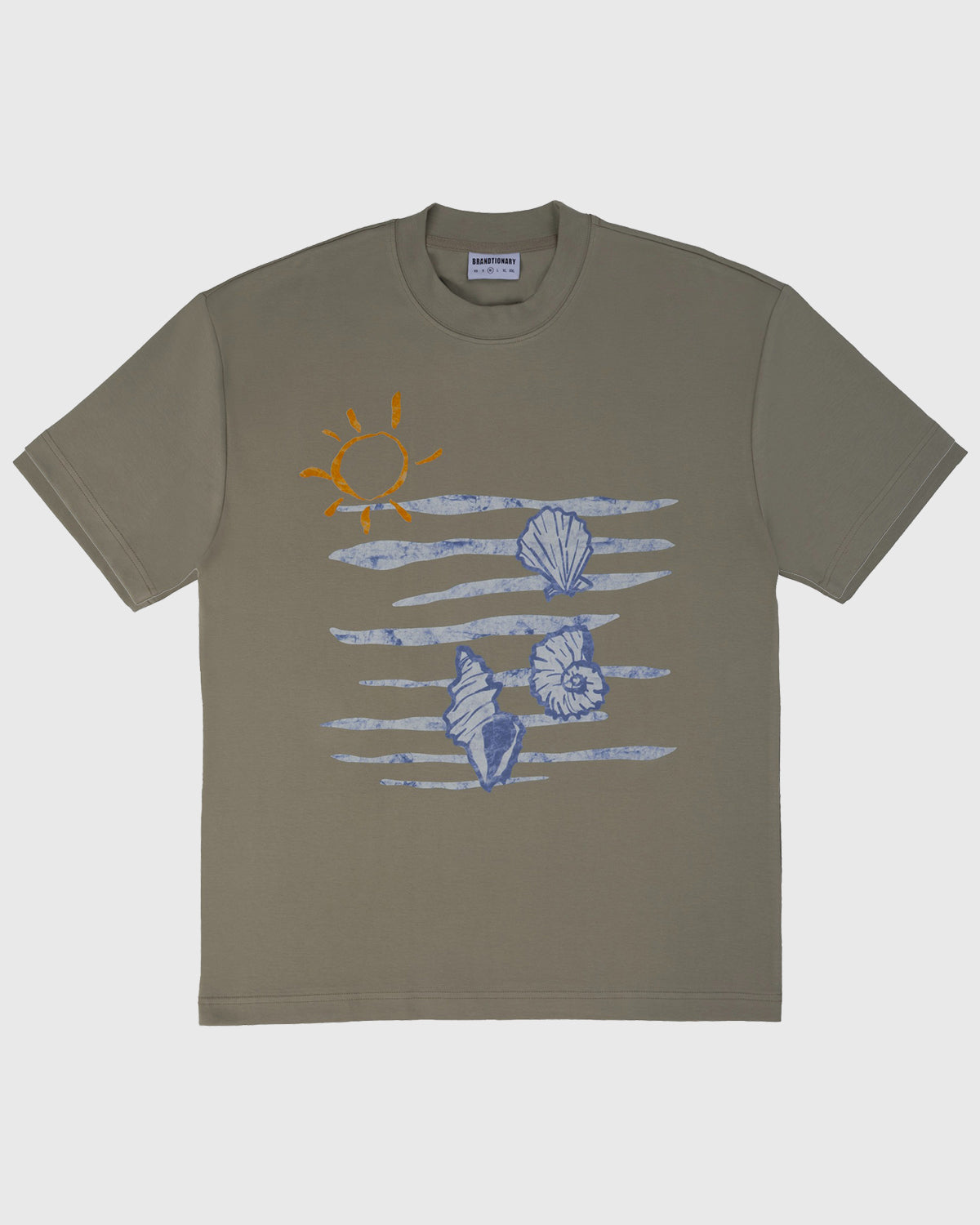 Seashell Ocean Art T-Shirt - Brownish Gray