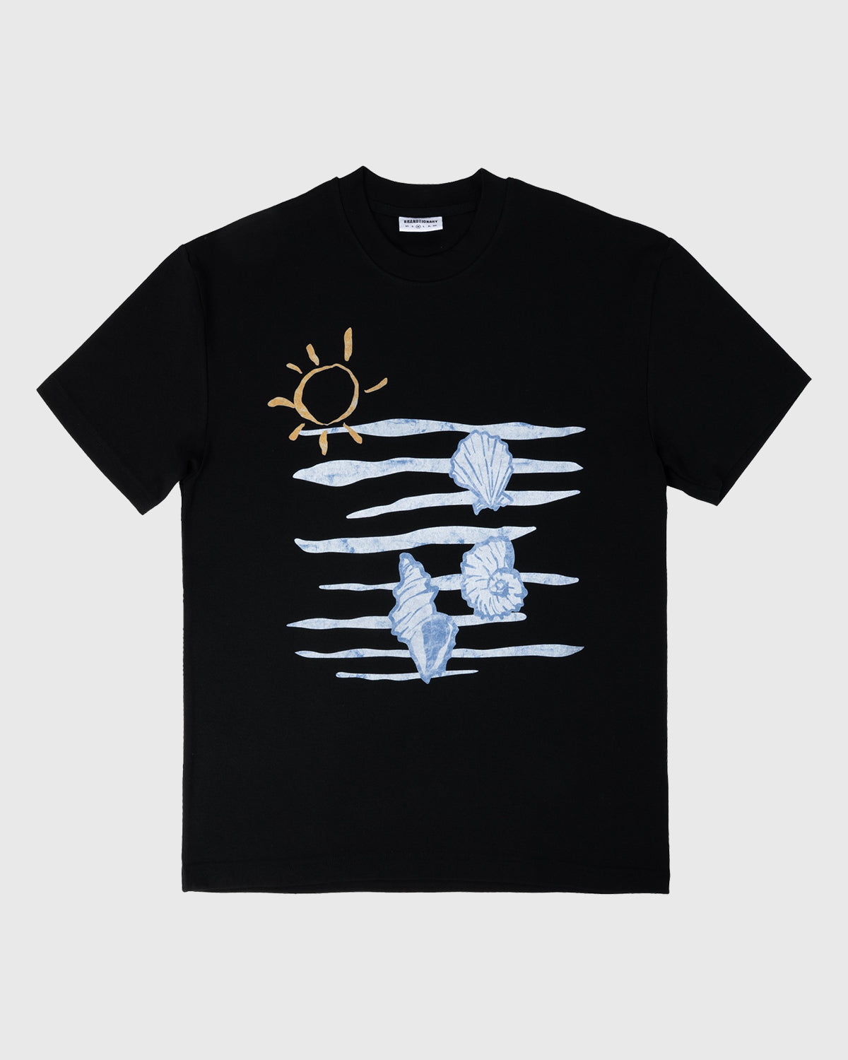 Seashell Ocean Art T-Shirt - Black