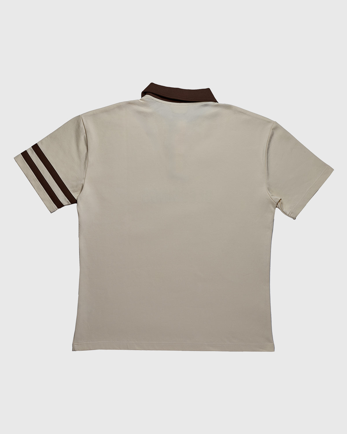 Contrast Collar Polo T-Shirt - Off-White/Brown
