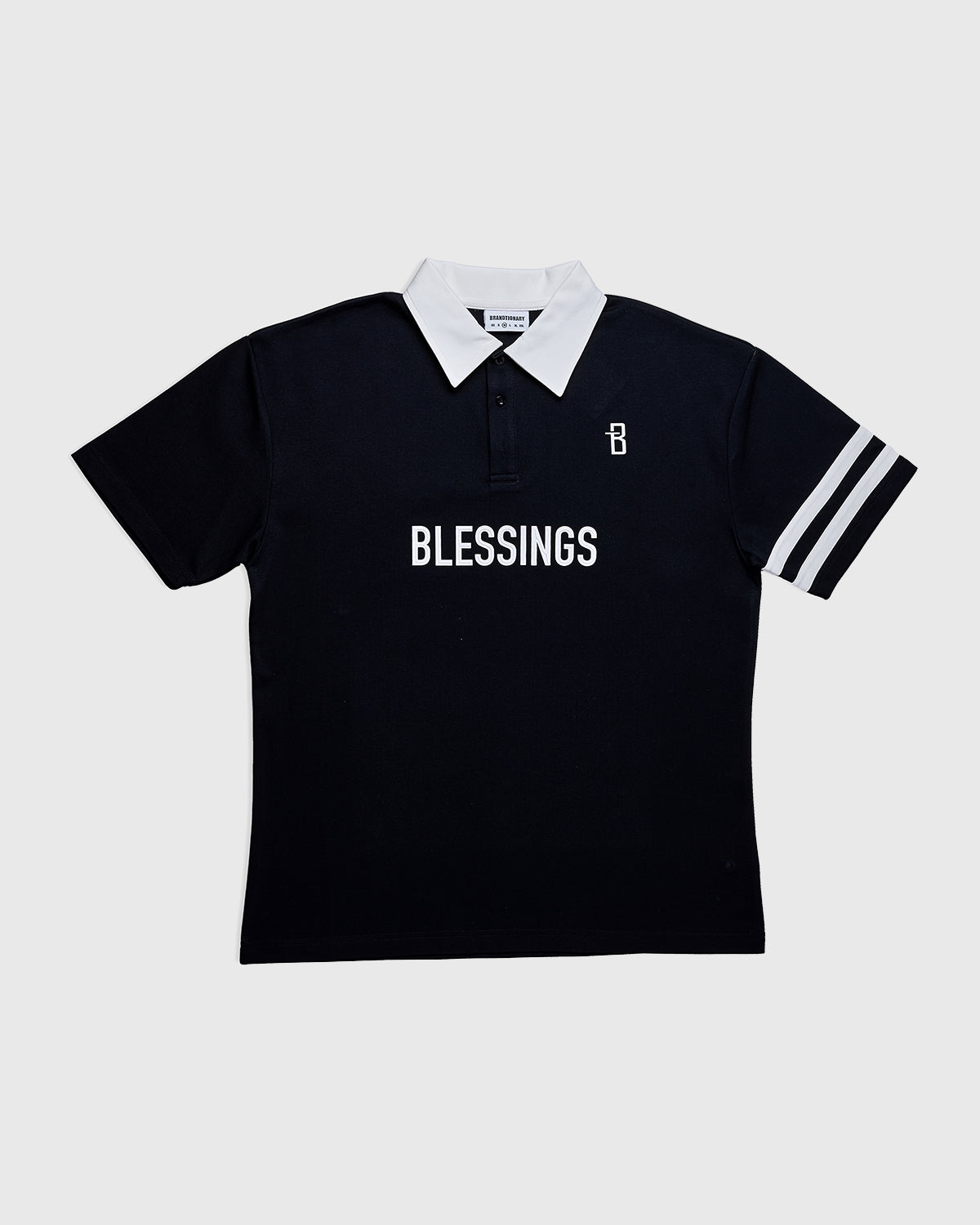 بولو تيشيرت  متباين الياقة - أسود/أبيض