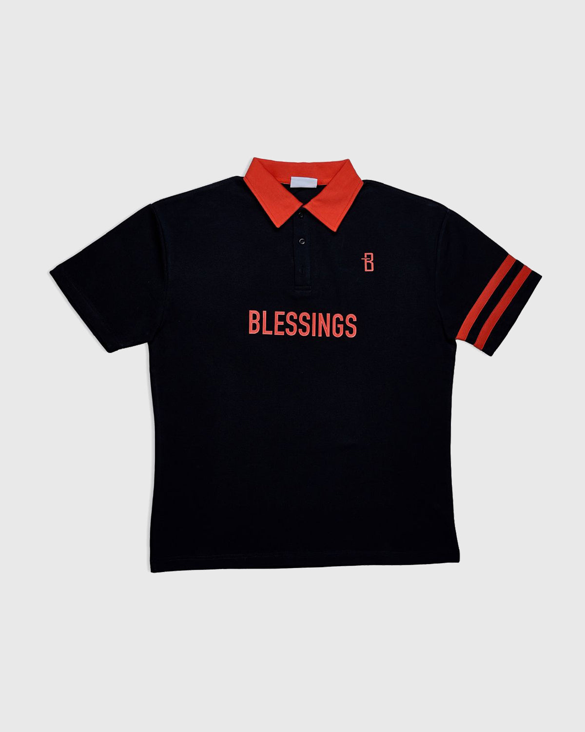 Contrast Collar Polo T-Shirt - Black/Orange