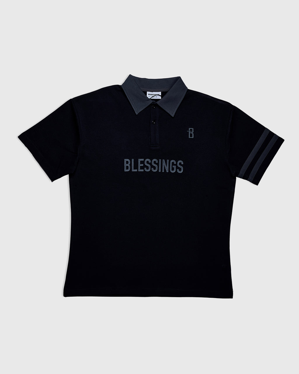 بولو تيشيرت  متباين الياقة - أسود/رمادي