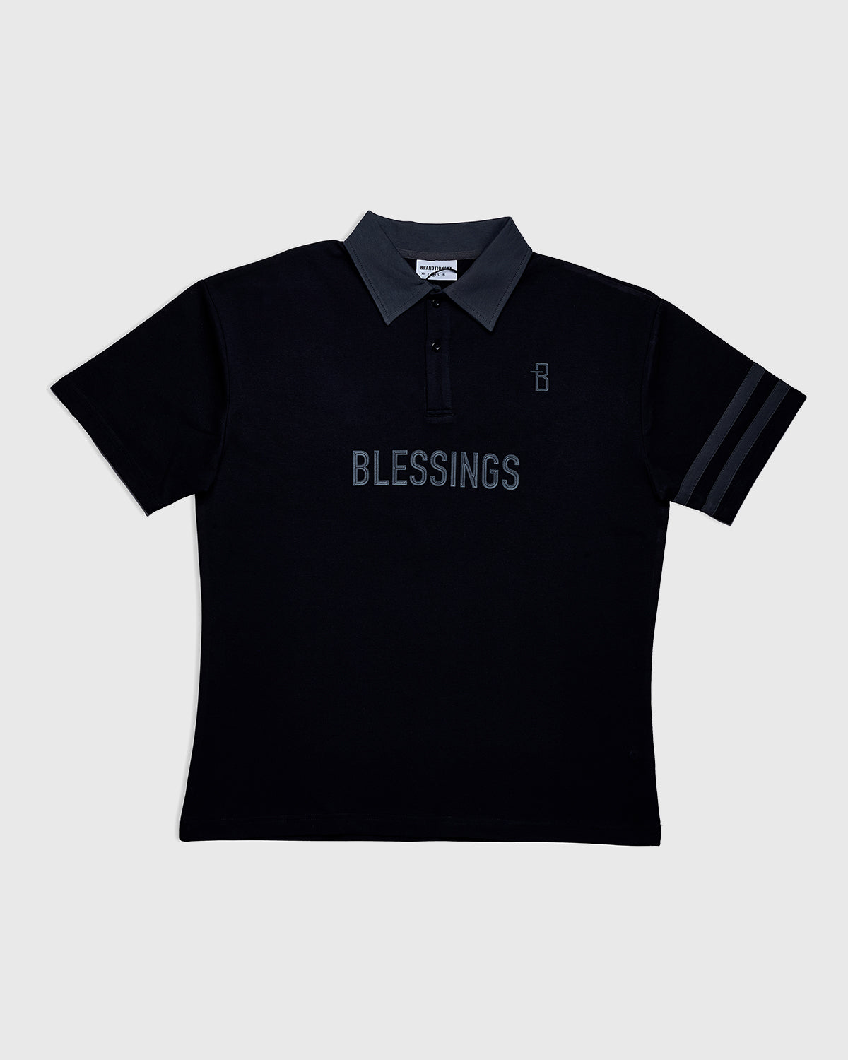 Contrast Collar Polo T-Shirt - Black/Grey