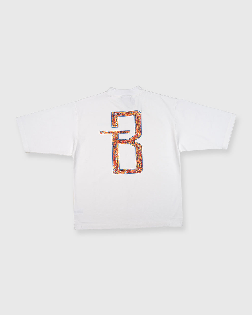 تيشيرت  ملون بياقة عالية - أبيض