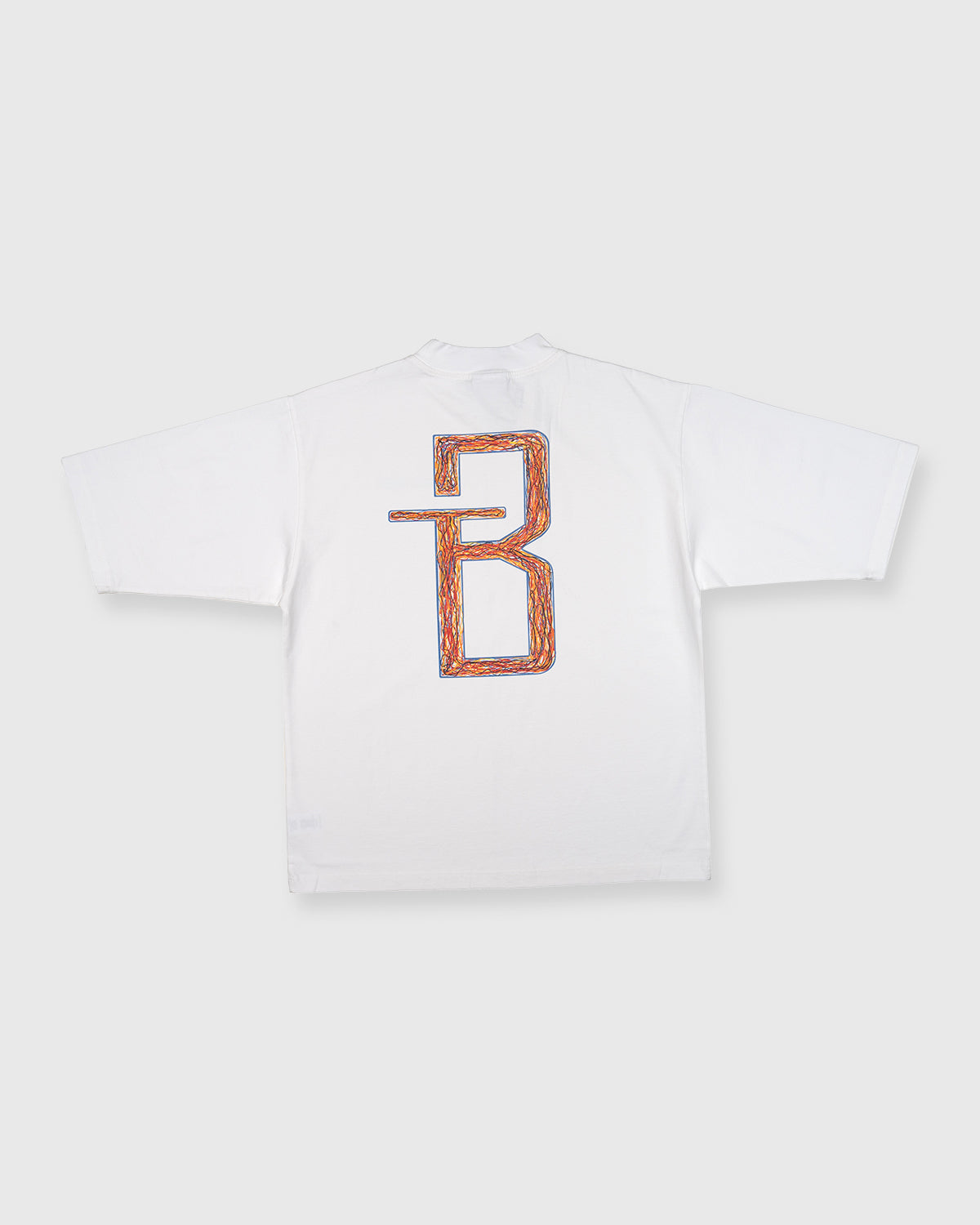 تيشيرت  ملون بياقة عالية - أبيض