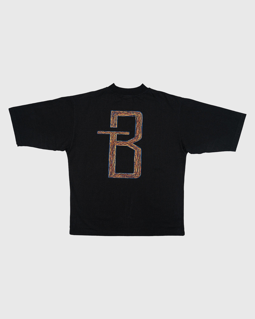 تيشيرت  ملون بياقة عالية - أسود