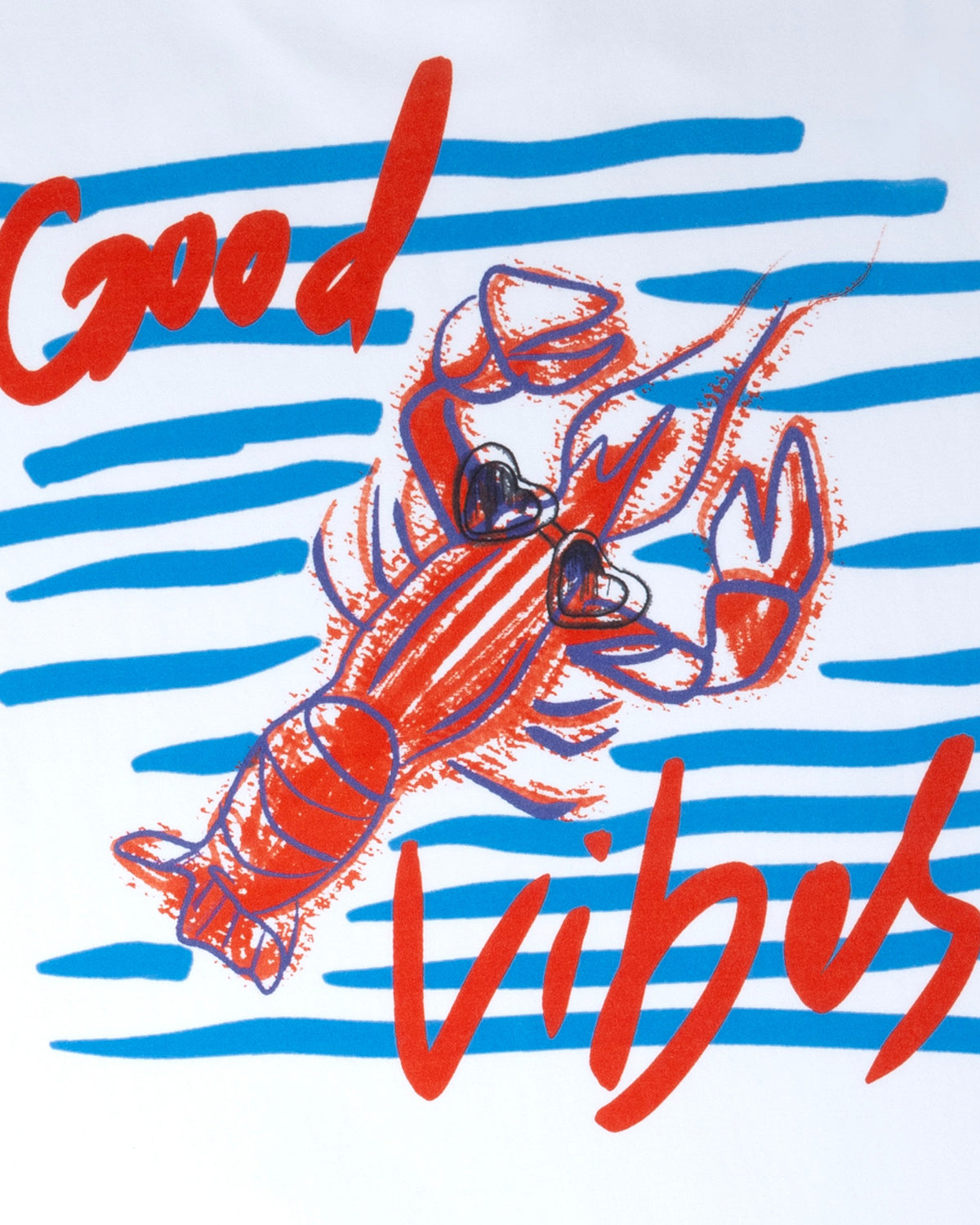 تيشيرت  طاقة إيجابية برسمة السلطعون - أبيض