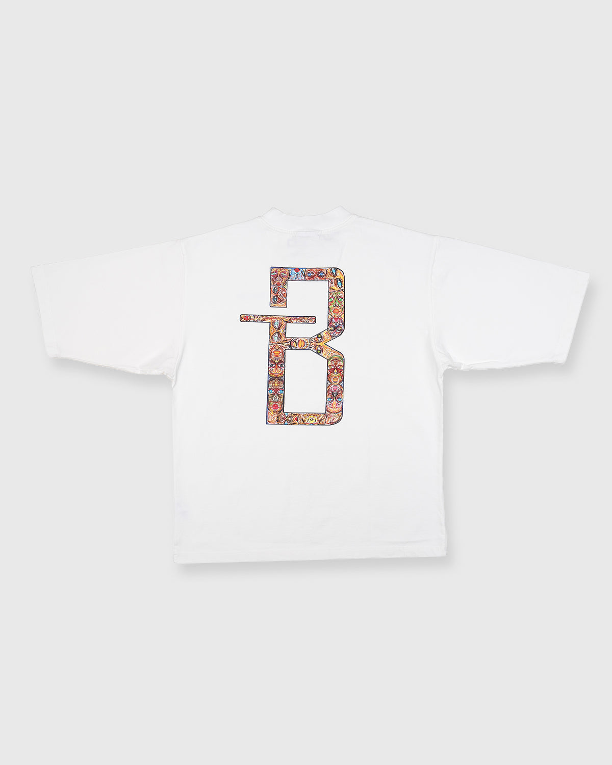 Folk Art Mock Neck T-Shirt - White