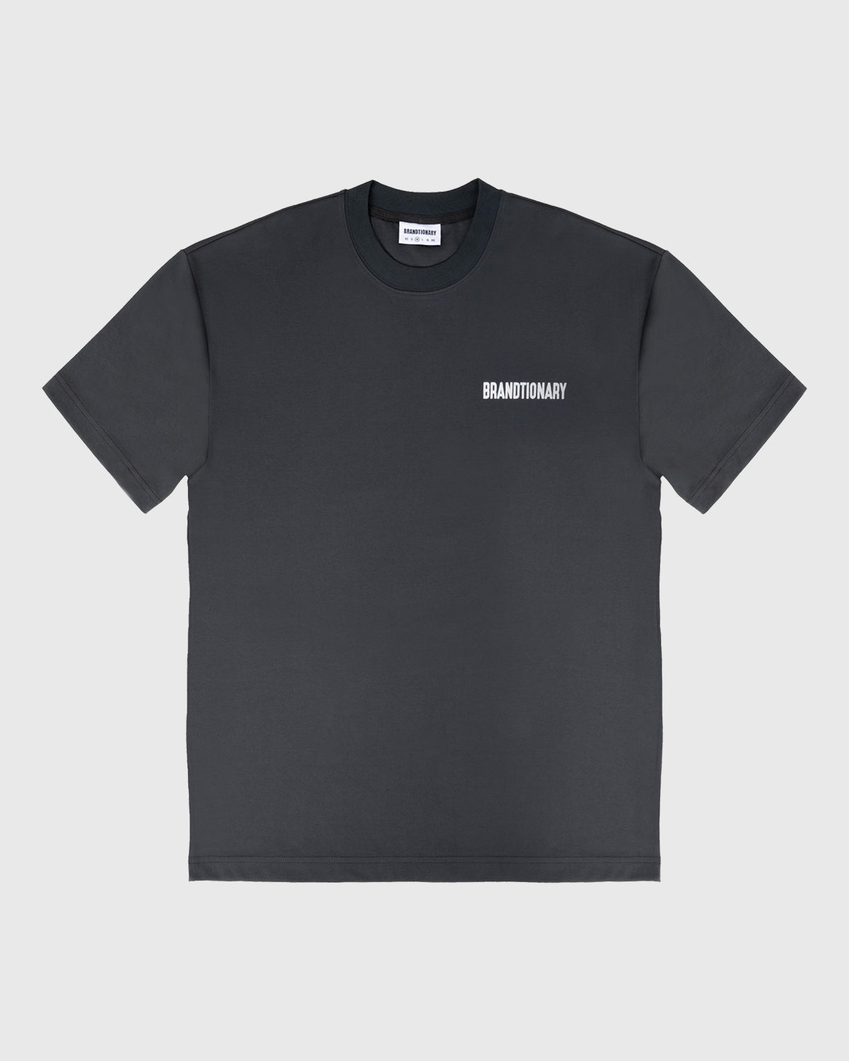 BRANDTIONARY Classic Diagonal Embroidery T-Shirt - Dark Grey
