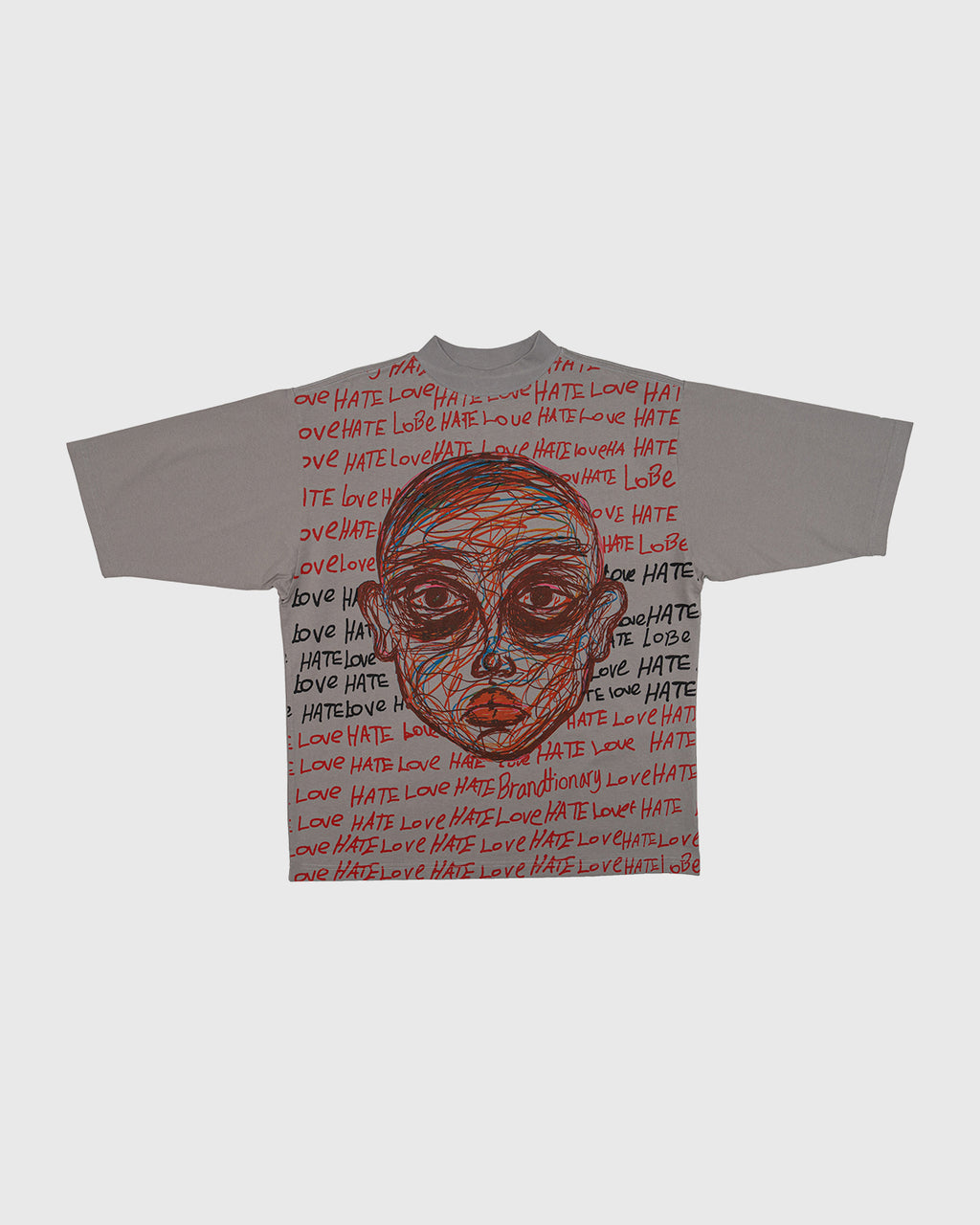تيشيرت  تعبير الحب والكراهية واسع - رمادي