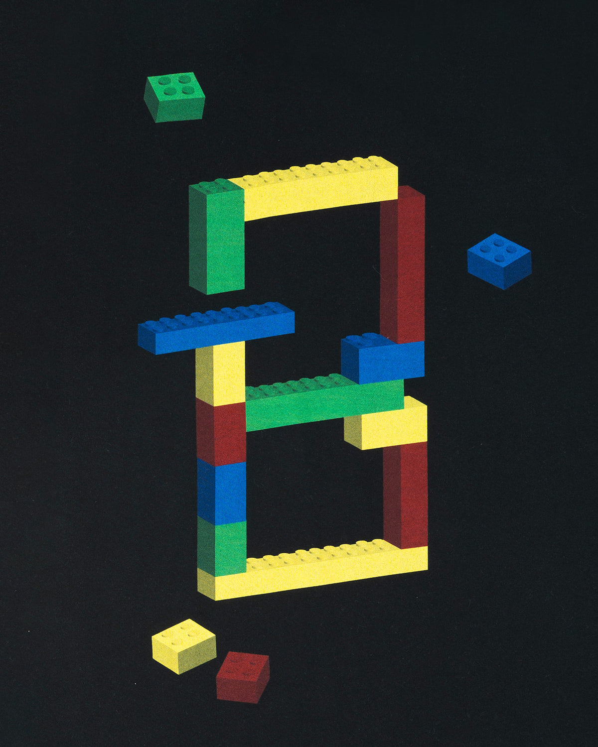 تيشيرت BRANDTIONARY مكعبات البازل ثلاثية الأبعاد - أسود