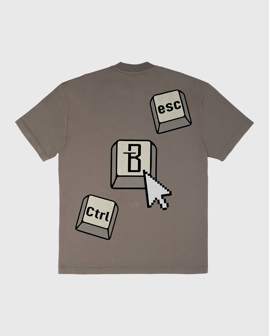 تيشيرت BRANDTIONARY تقني ريترو لوحة المفاتيح - رمادي