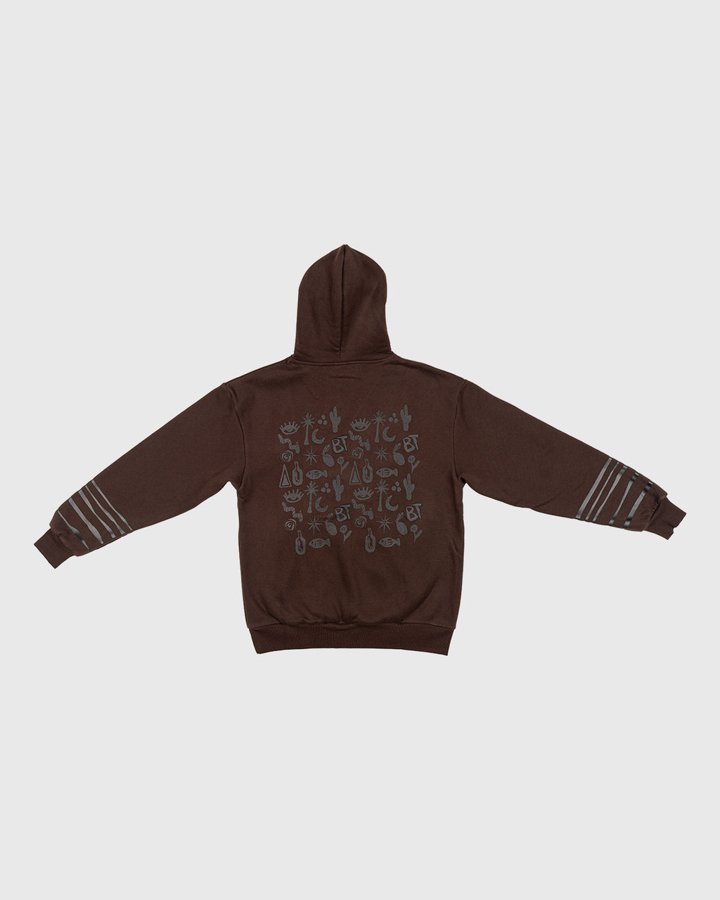 هودي واسع منقوش - بني أجواء فنية