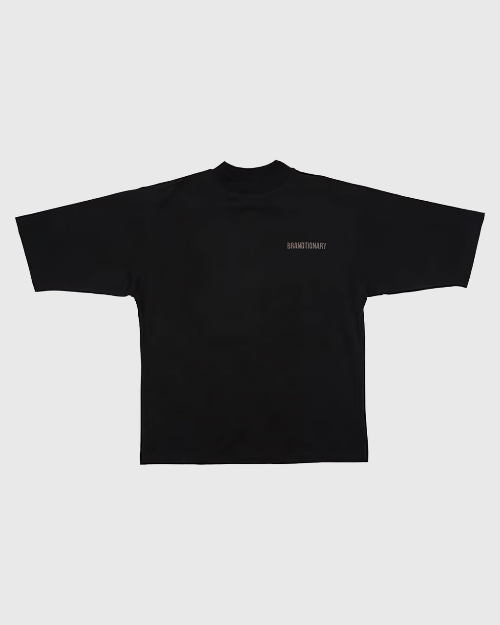 تيشيرت  الفن الشعبي بياقة عالية - أسود