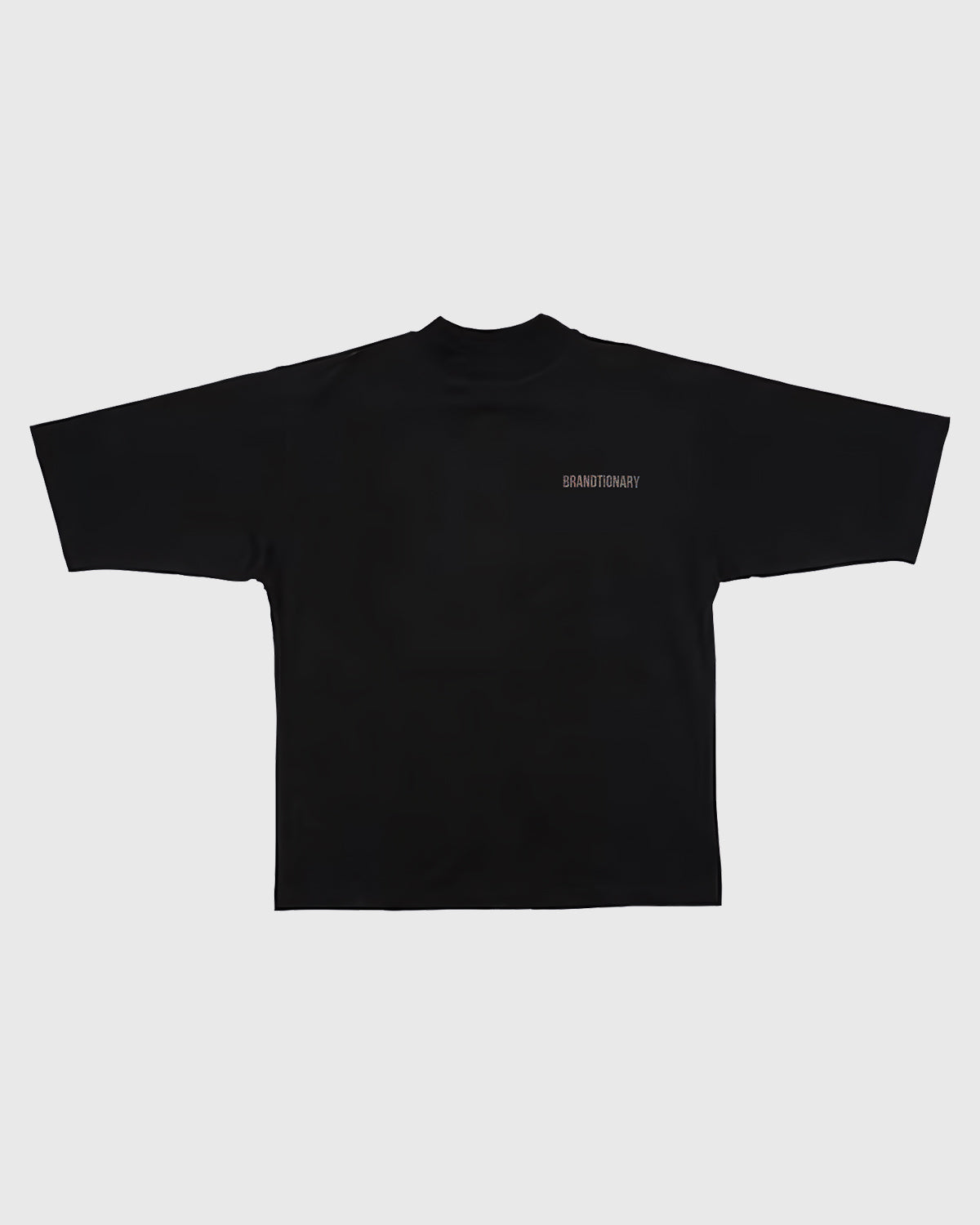 Folk Art Mock Neck T-Shirt - Black