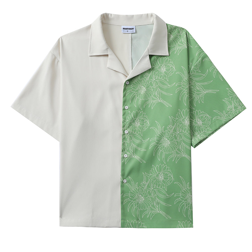 GREEN OFF WHITE SHIRT