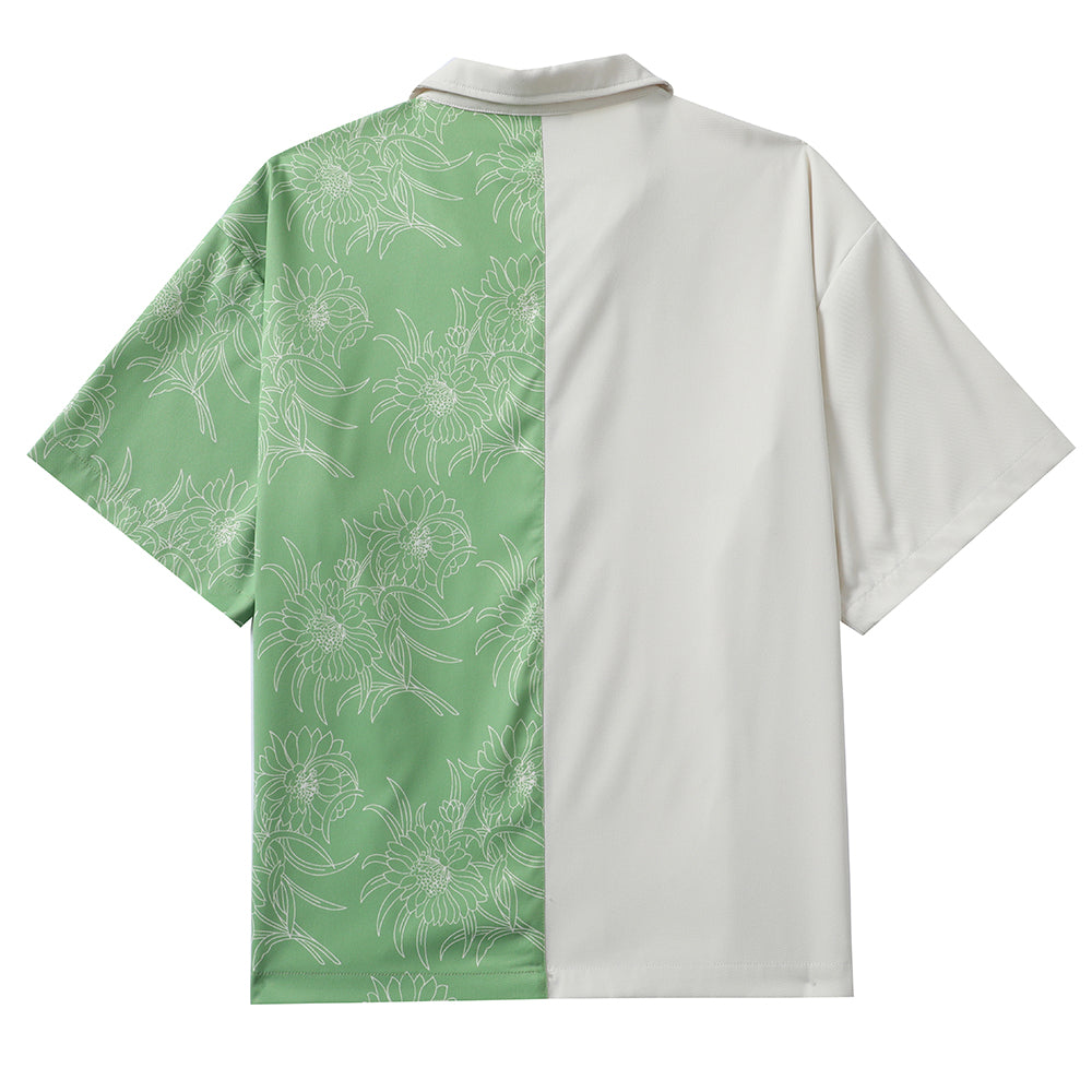 GREEN OFF WHITE SHIRT
