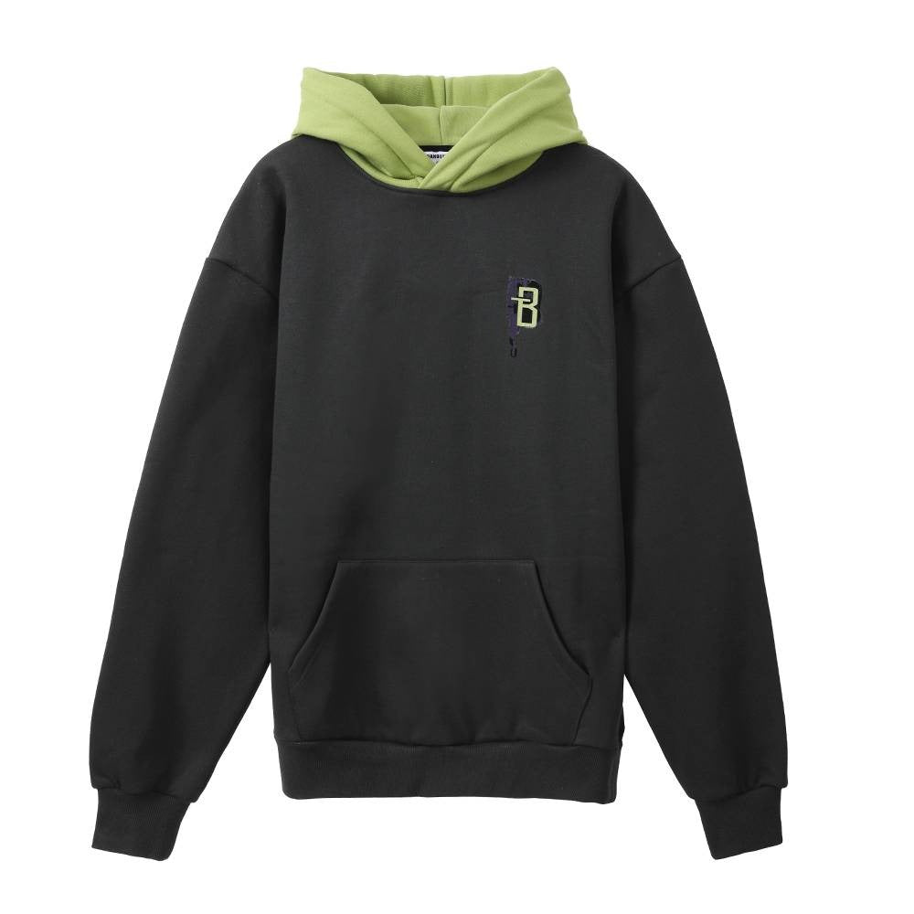 Sweatshirt Black Printed B-T with Green Hood
