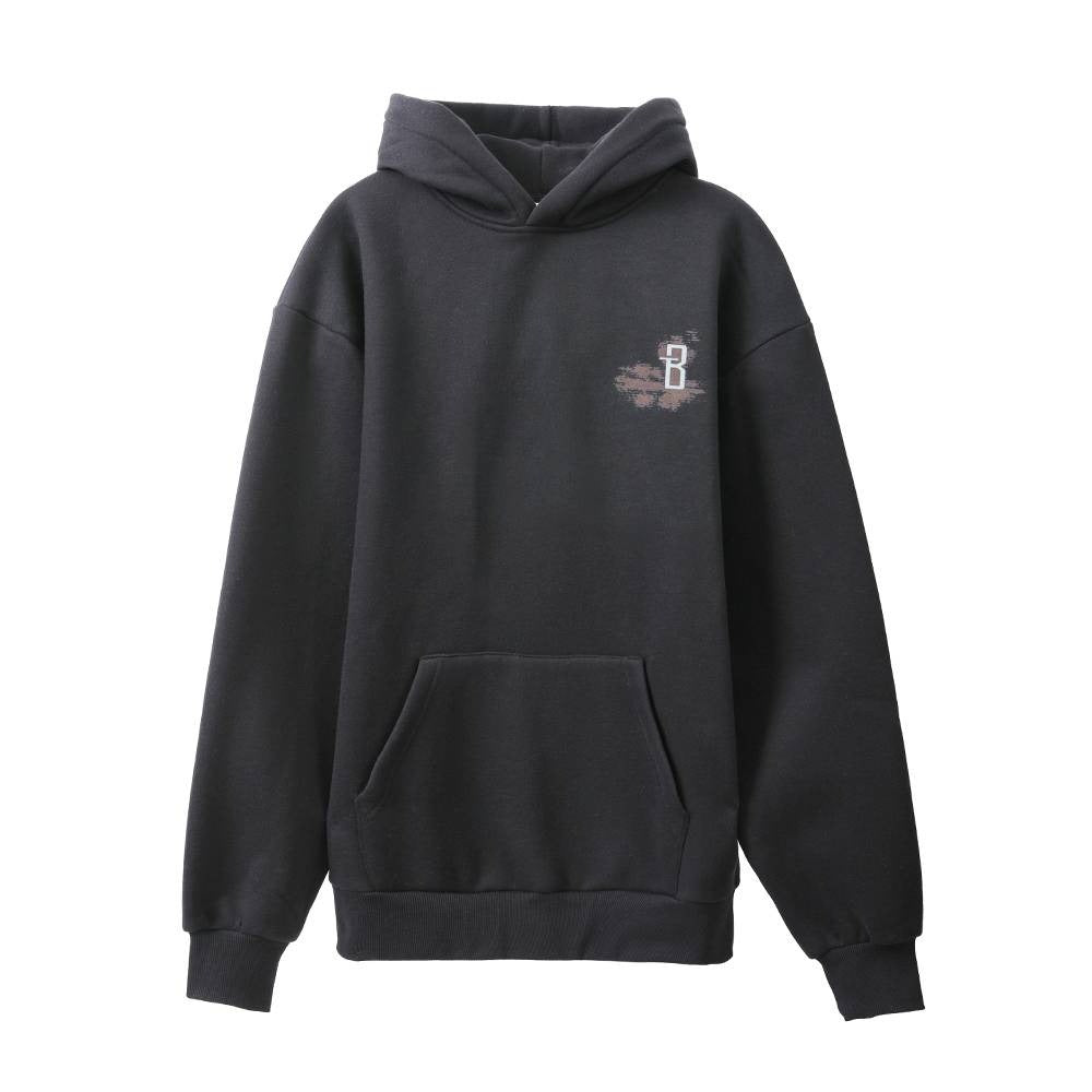 هودي أسود مطبوع "Verse" مع غطاء رأس