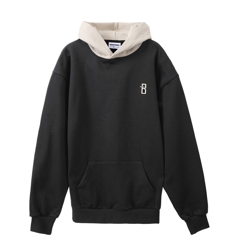 هودي أسود مطبوع "Oh Yees" مع غطاء رأس أبيض