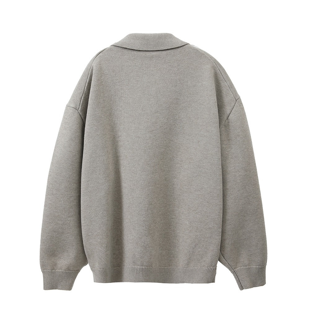 سويتر كلاسيكي صوفي رمادي بياقة قميص