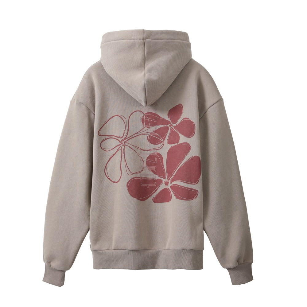 هودي بيج مطبوع زهور مع غطاء رأس