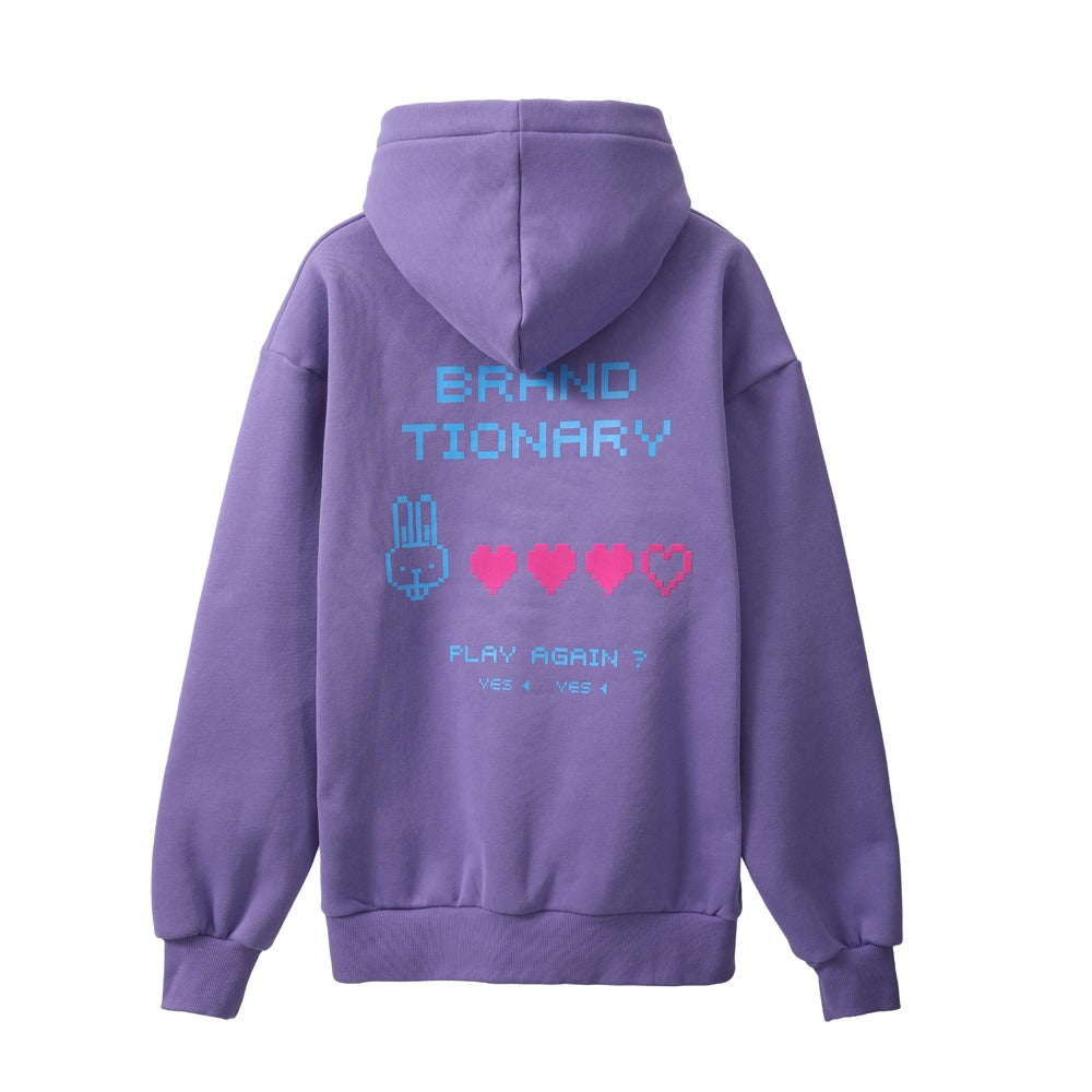 هودي بنفسجي مطبوع "Play Again" مع غطاء رأس