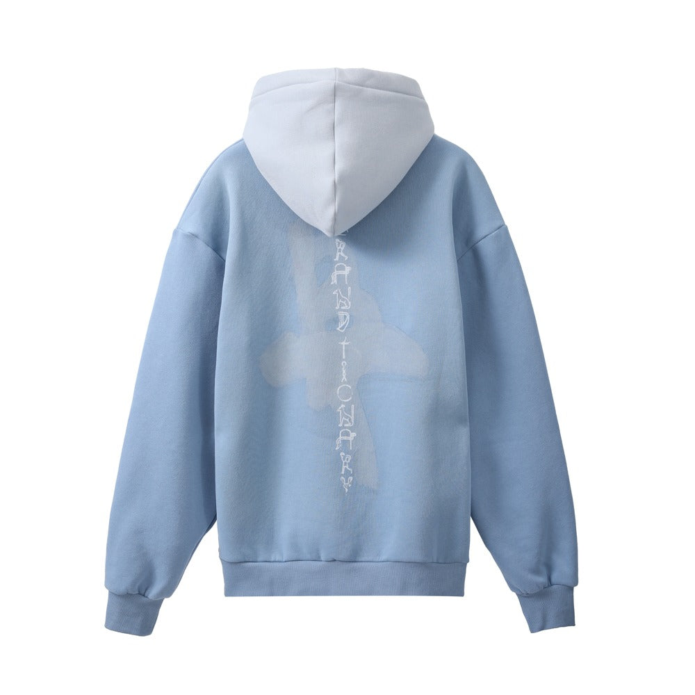 هودي أزرق مطبوع BRANDTIONARY مع غطاء أزرق فاتح