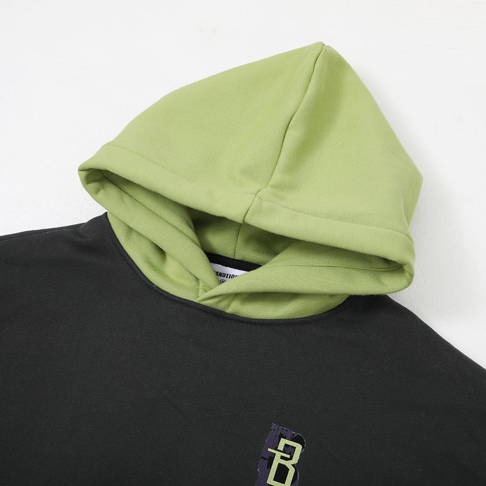 Sweatshirt Black Printed B-T with Green Hood