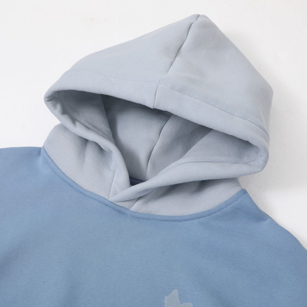 هودي أزرق مطبوع BRANDTIONARY مع غطاء أزرق فاتح