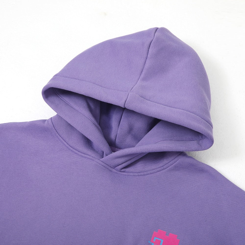 هودي بنفسجي مطبوع "Play Again" مع غطاء رأس