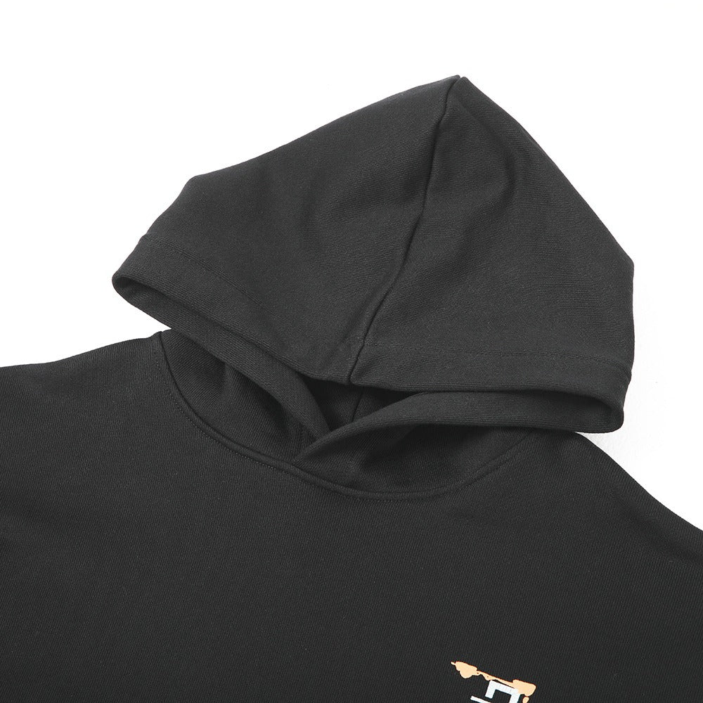 هودي أسود مطبوع "Iam The One" مع غطاء رأس