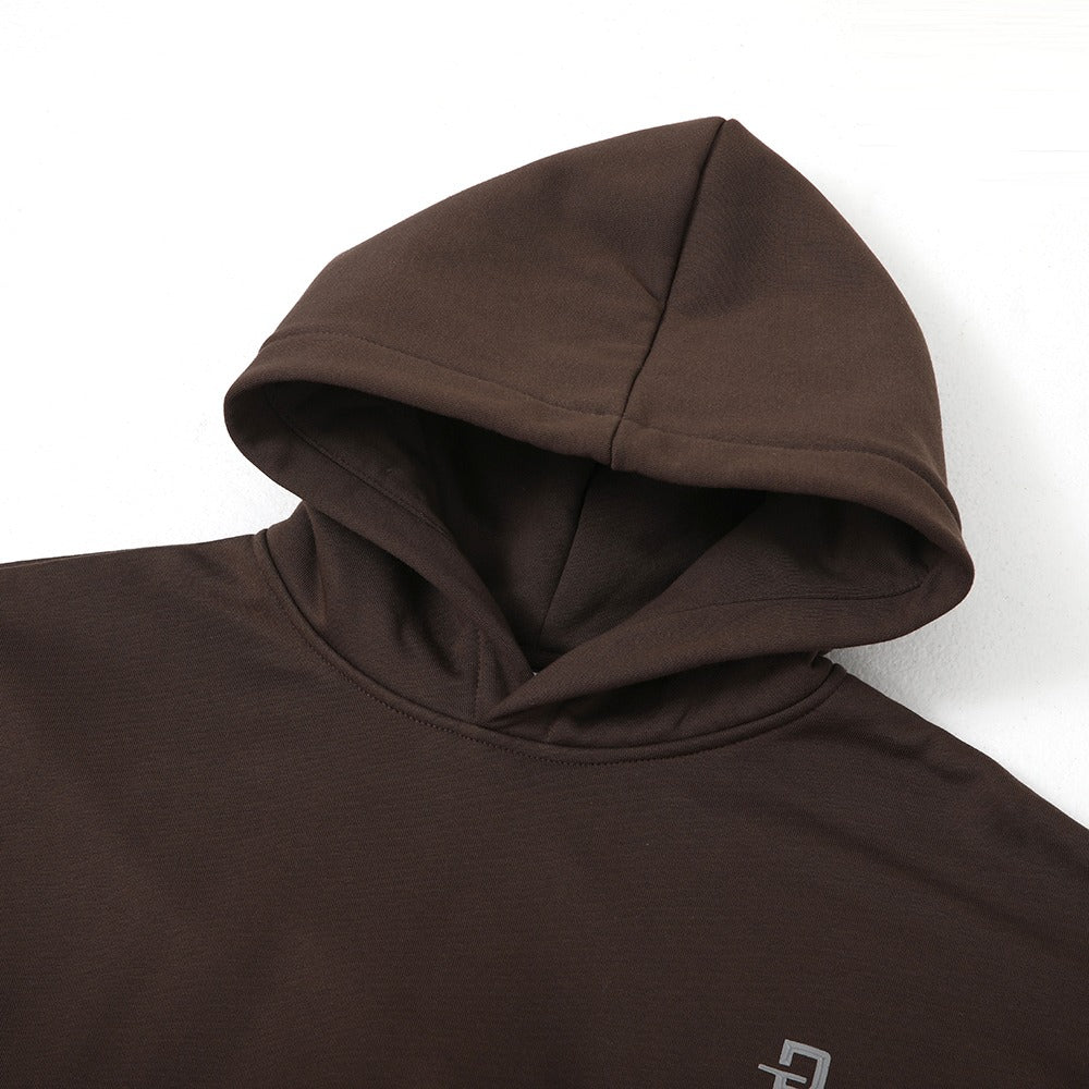 هودي بني مطبوع "I Will" مع غطاء رأس