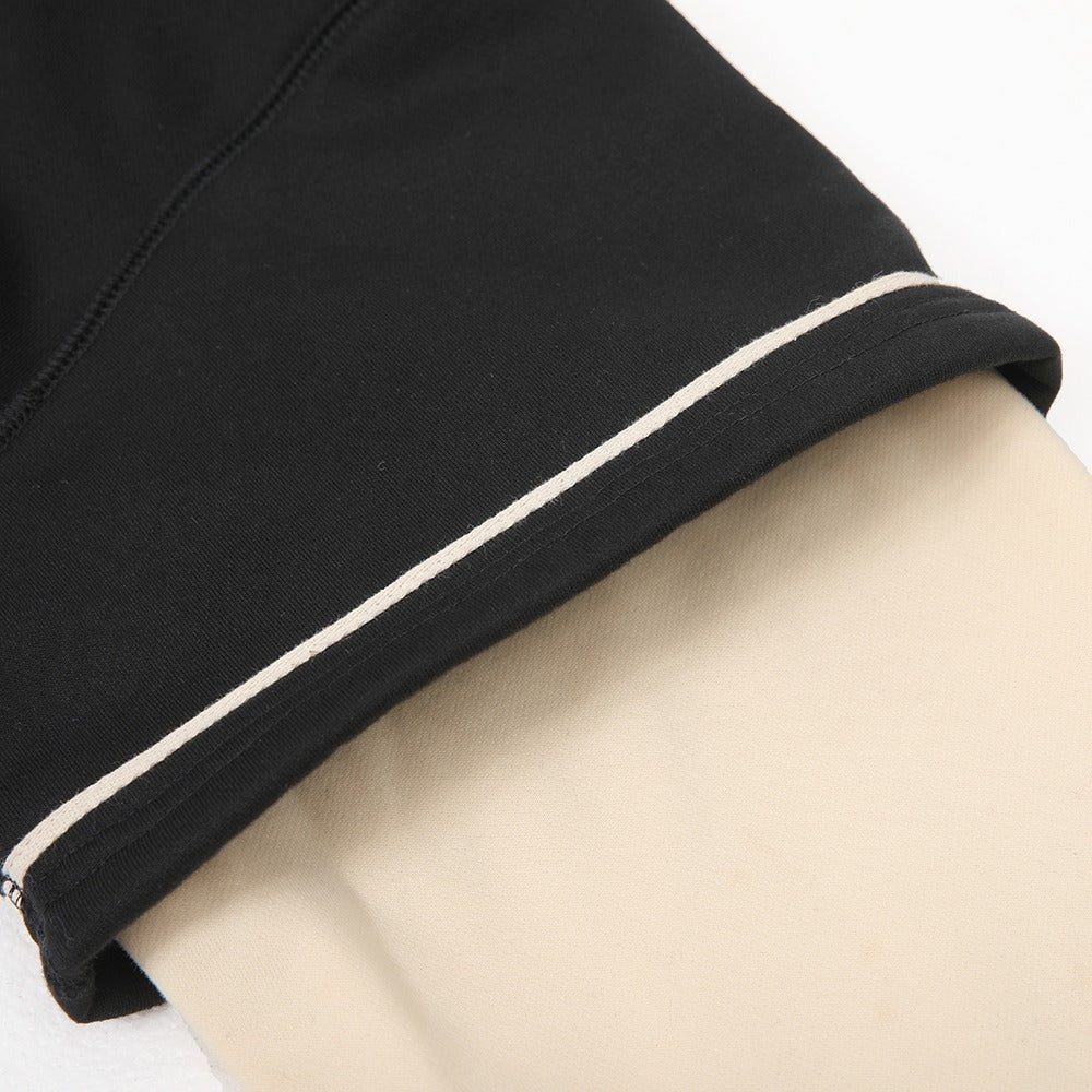 جاكيت بيسبول كاجوال بأزرار وياقة قميص أسود/أبيض