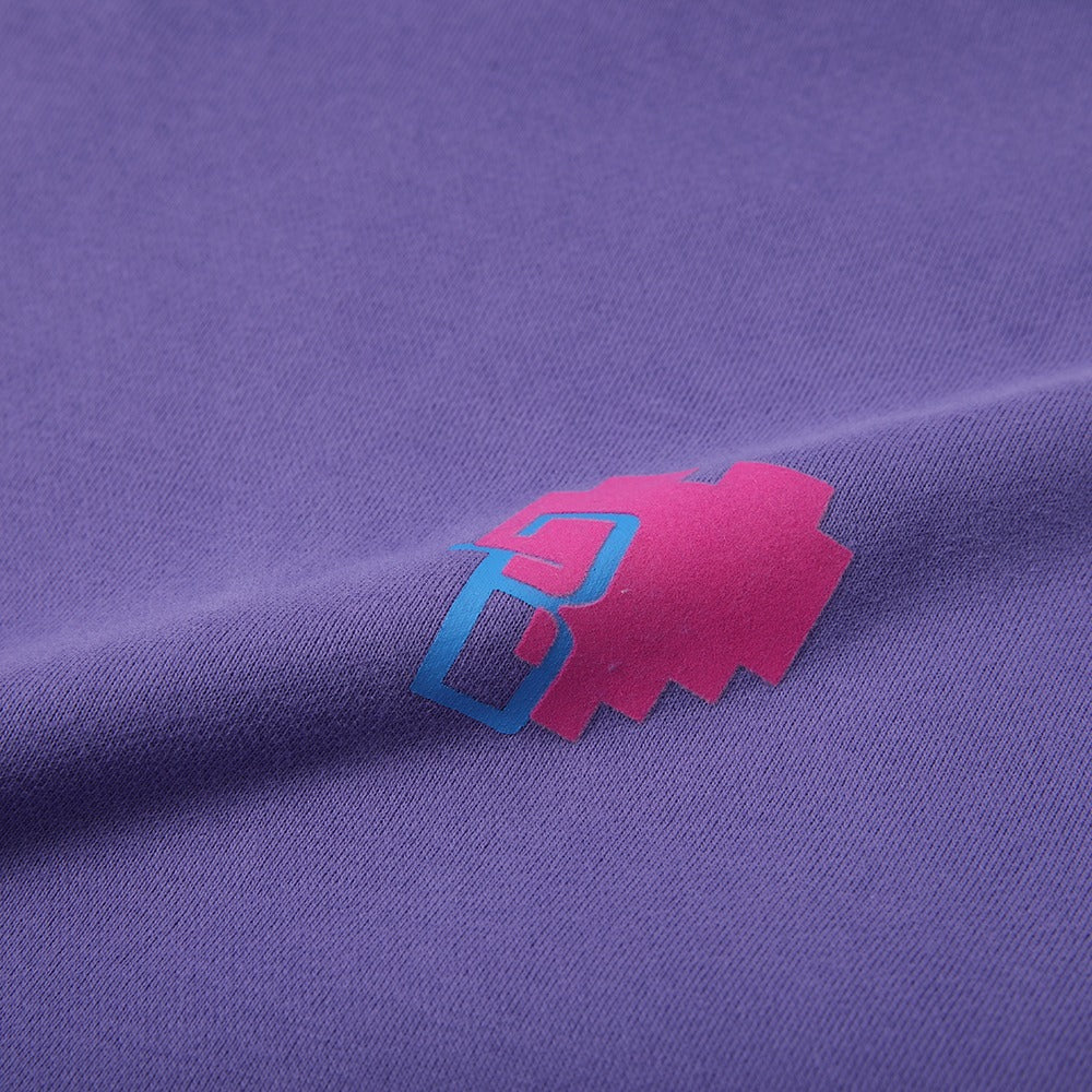 هودي بنفسجي مطبوع "Play Again" مع غطاء رأس