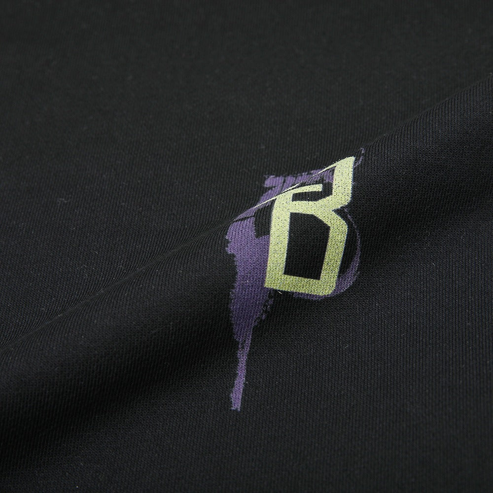 Sweatshirt Black Printed B-T with Green Hood
