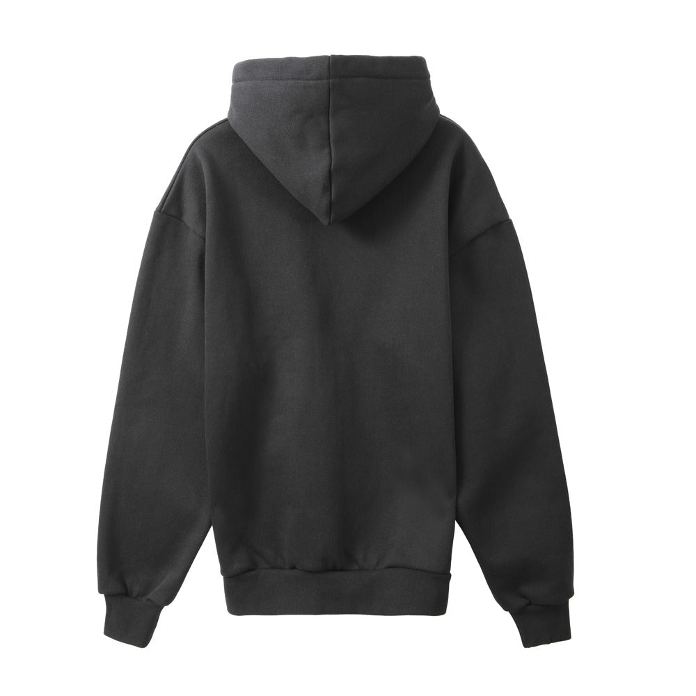 هودي أسود مطبوع كرة سلة مع غطاء رأس أبيض