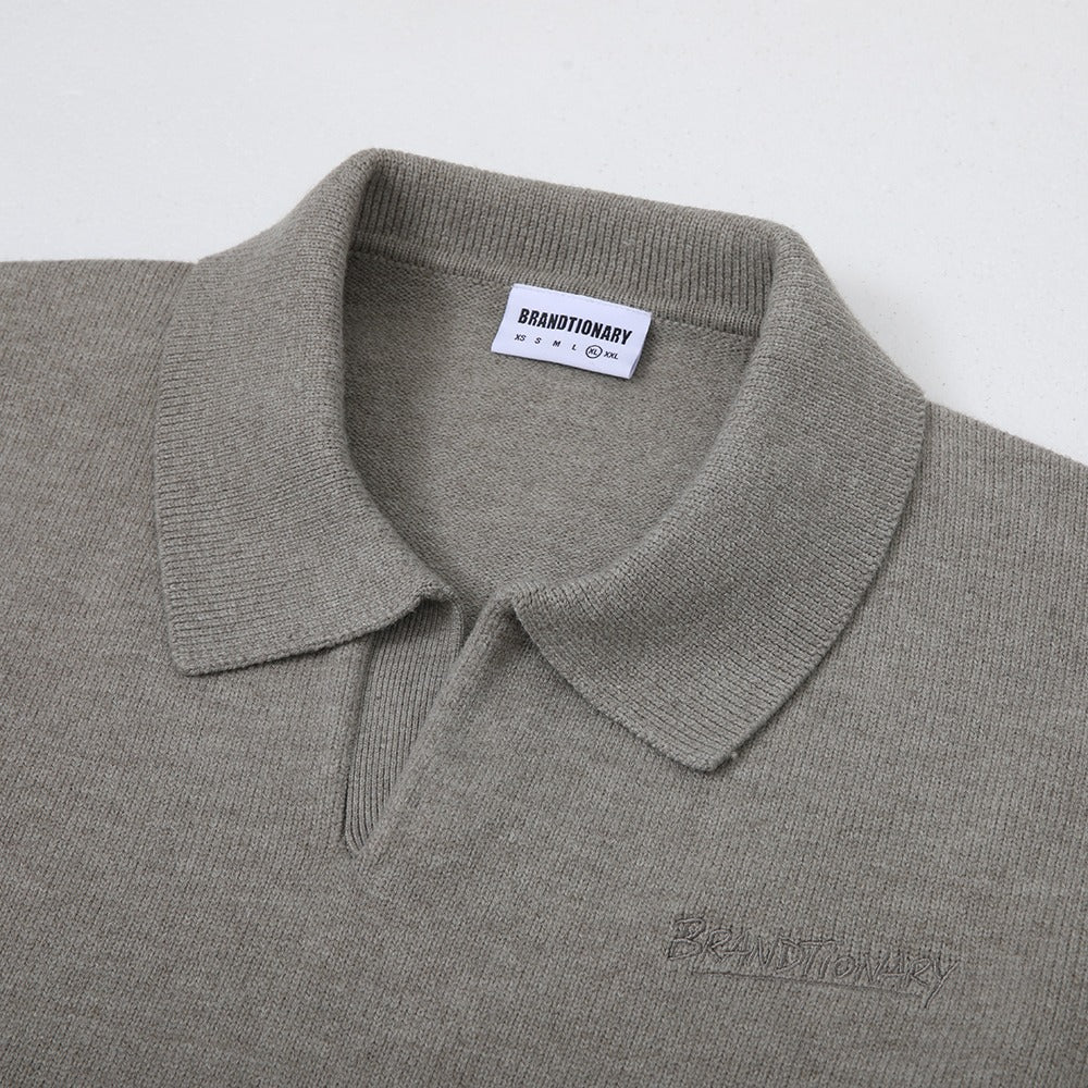 سويتر كلاسيكي صوفي رمادي بياقة قميص