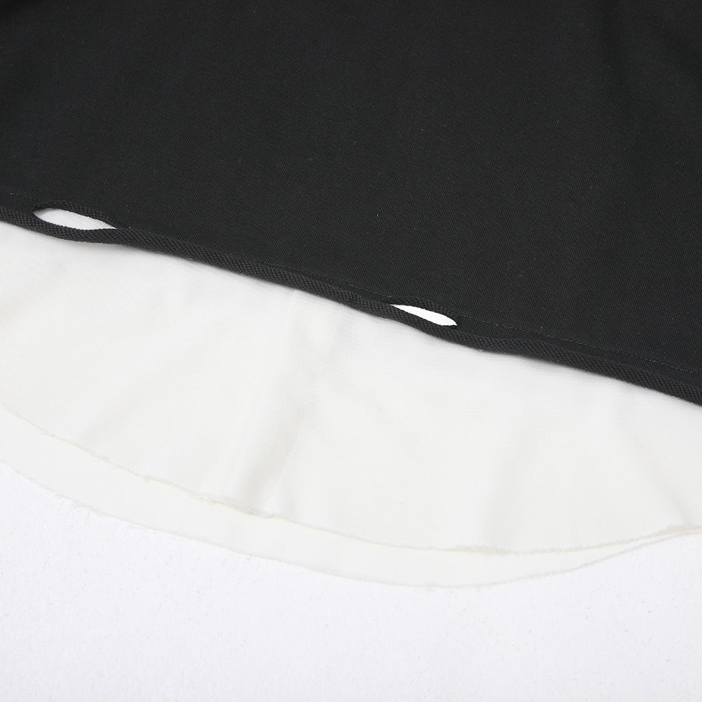 سويتر كاجوال أسود/أبيض بياقة قميص