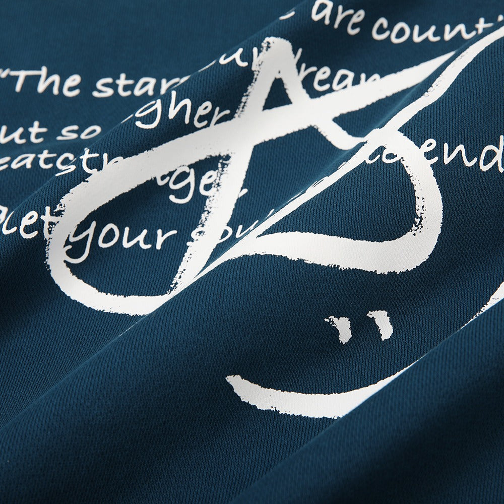 هودي كحلي مطبوع "Star" مع غطاء رأس